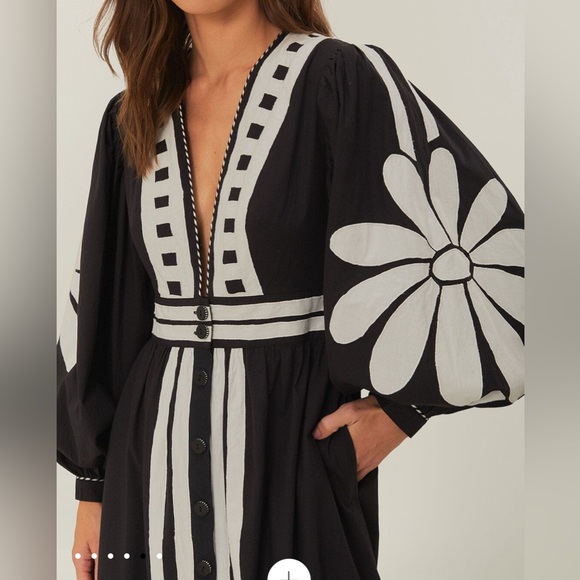 Farm Rio Black Nature Buttoned Maxi Dress - Picture 4 of 12